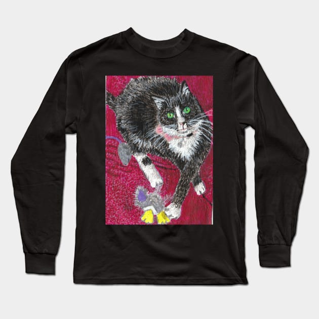 Luna tuxedo cat Long Sleeve T-Shirt by SamsArtworks